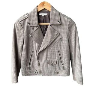 Rebecca Minkoff Jacket Moto Biker Goatskin Grey Leather Mobwife Outdoor Classic